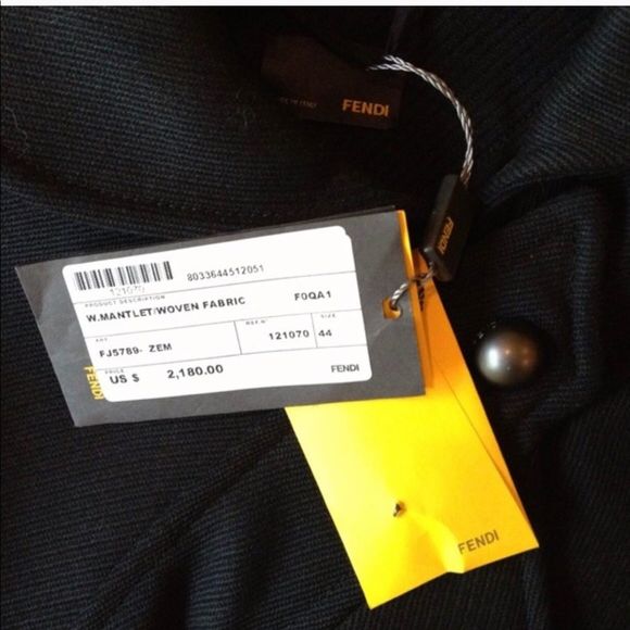 Fendi Black Manley Wool Cool size 44/8-10 NWT - Picture 5 of 8